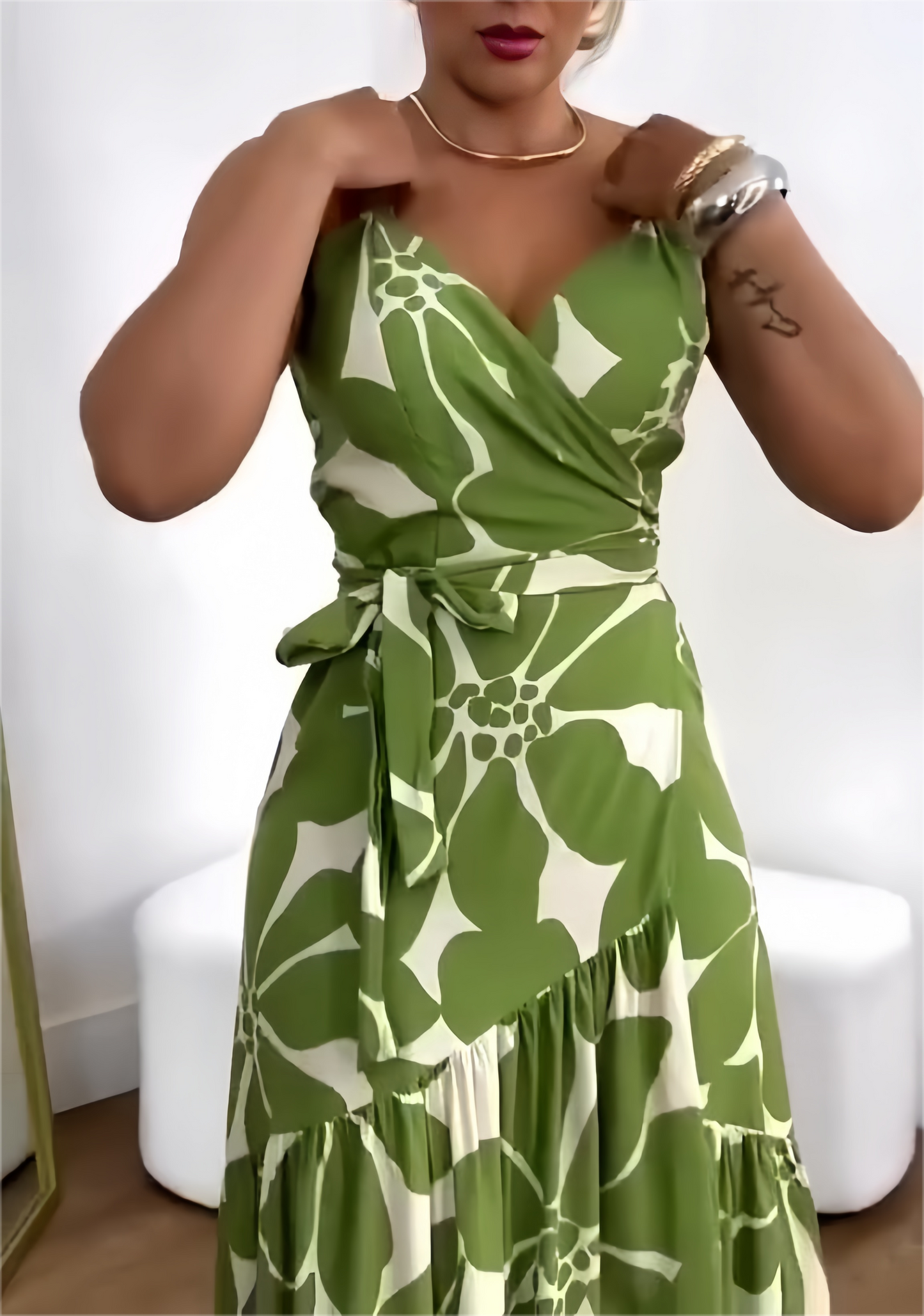 🌼 Γυναικεία casual φορέματα με στάμπα V-Neck-GR