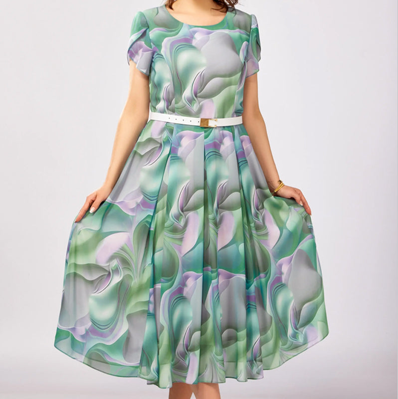 💞Abstrakčios gėlėtos fantazijos suknelės (su diržu)-LT