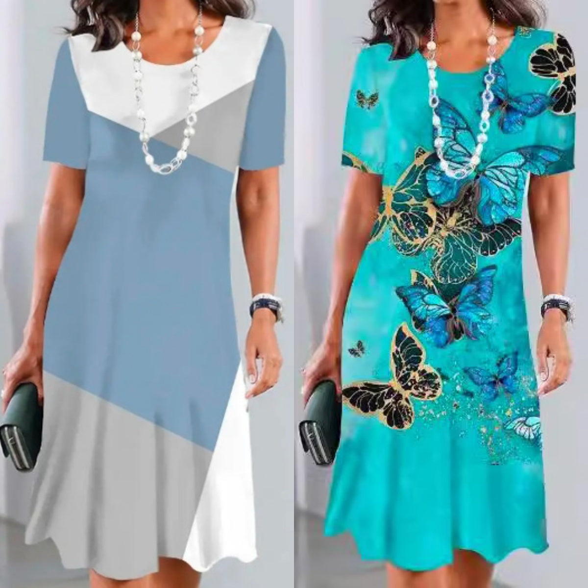 Moteriška Colorblock klostuota suknelė-LT