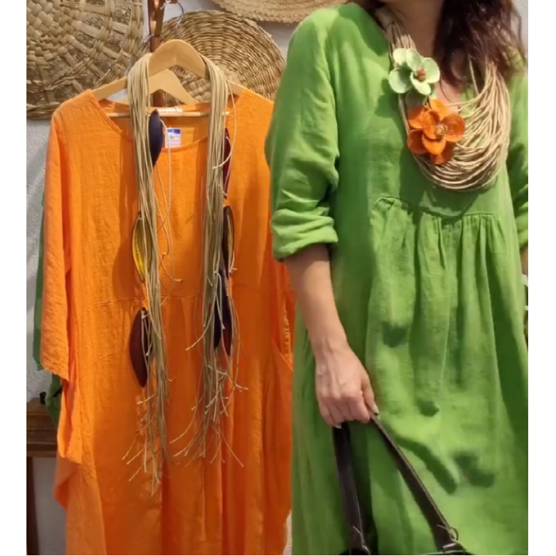 💖Limitovaný výpredaj 20% ZĽAVA💖Dámske ležérne ľanové boho šaty s dlhým rukávom-SK