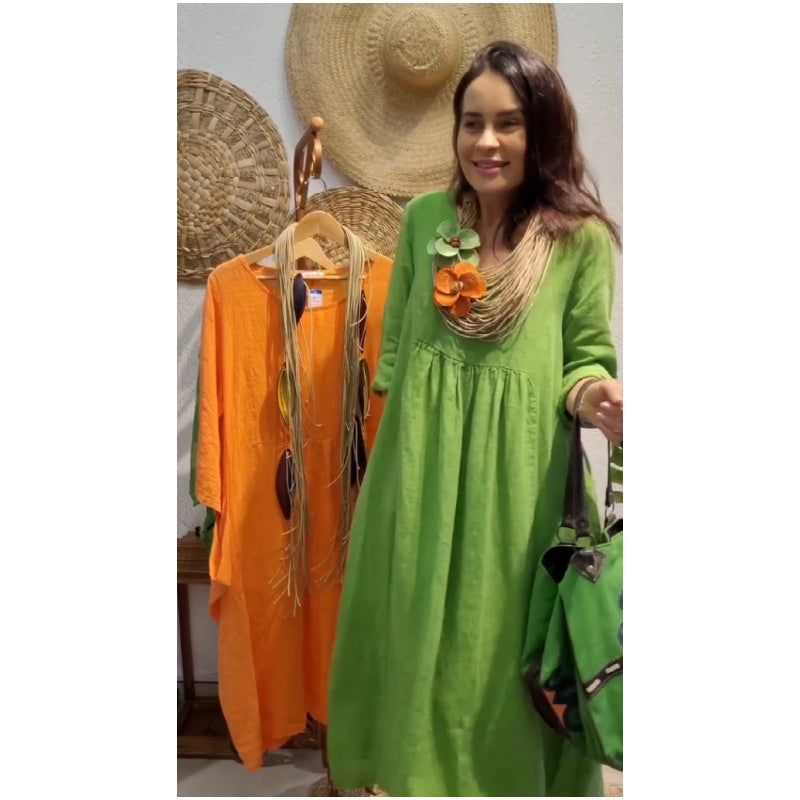 💖Limitovaný výpredaj 20% ZĽAVA💖Dámske ležérne ľanové boho šaty s dlhým rukávom-SK