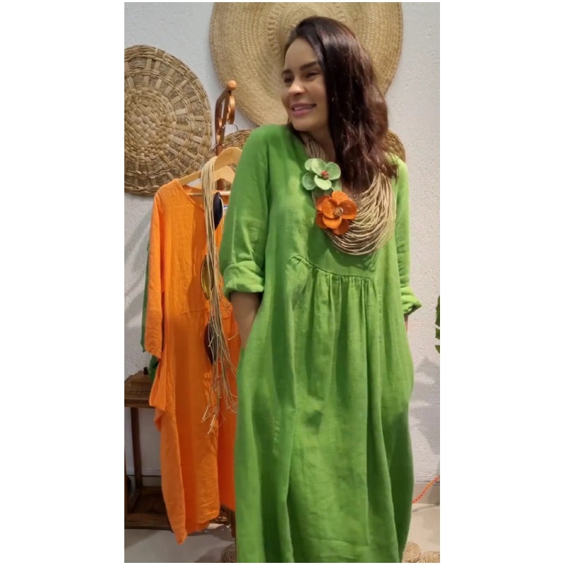 💖Περιορισμένη έκπτωση 20% ΕΚΠΤΩΣΗ💖Γυναικείο μακρυμάνικο λινό δωμένος Boho-GR