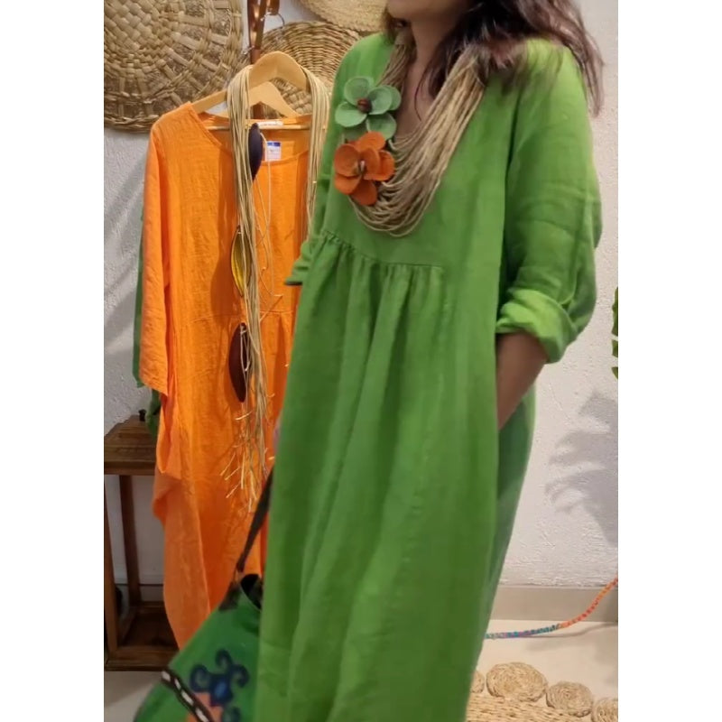 💖Limitovaný výpredaj 20% ZĽAVA💖Dámske ležérne ľanové boho šaty s dlhým rukávom-SK