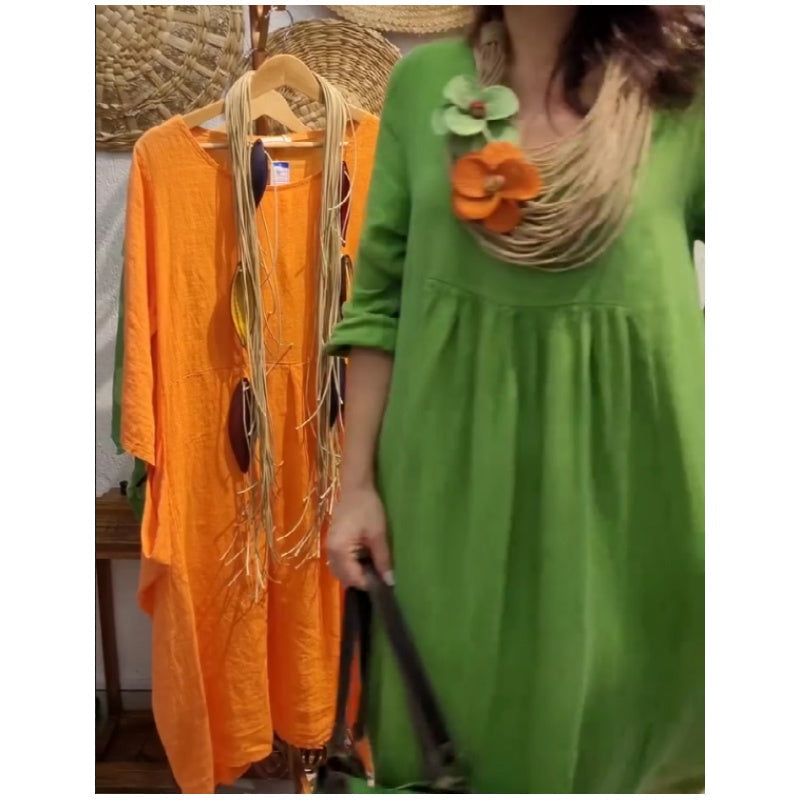 💖Ribotas išpardavimas su 20% NUOLAIDA💖Boho lininė suknelė ilgomis rankovėmis moterims-LT