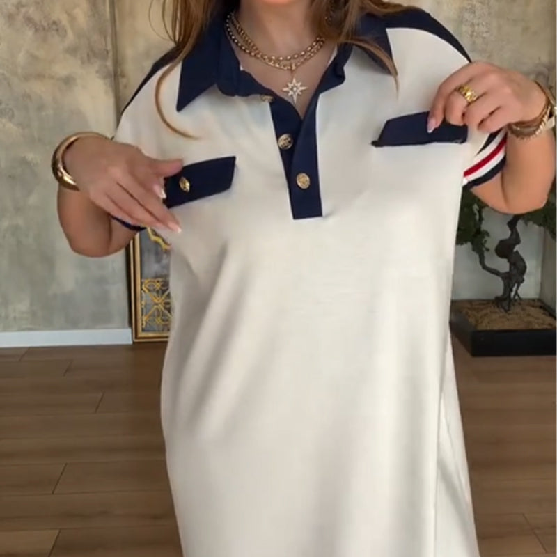 😍Modernios moteriškos suknelės su trumpomis rankovėmis atlape-LT