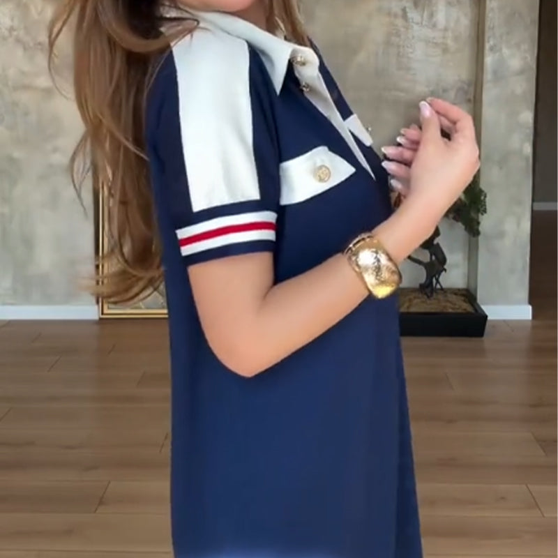 😍Μοντέρνα γυναικεία φορέματα με κοντά μανίκια στο πέτο-GR