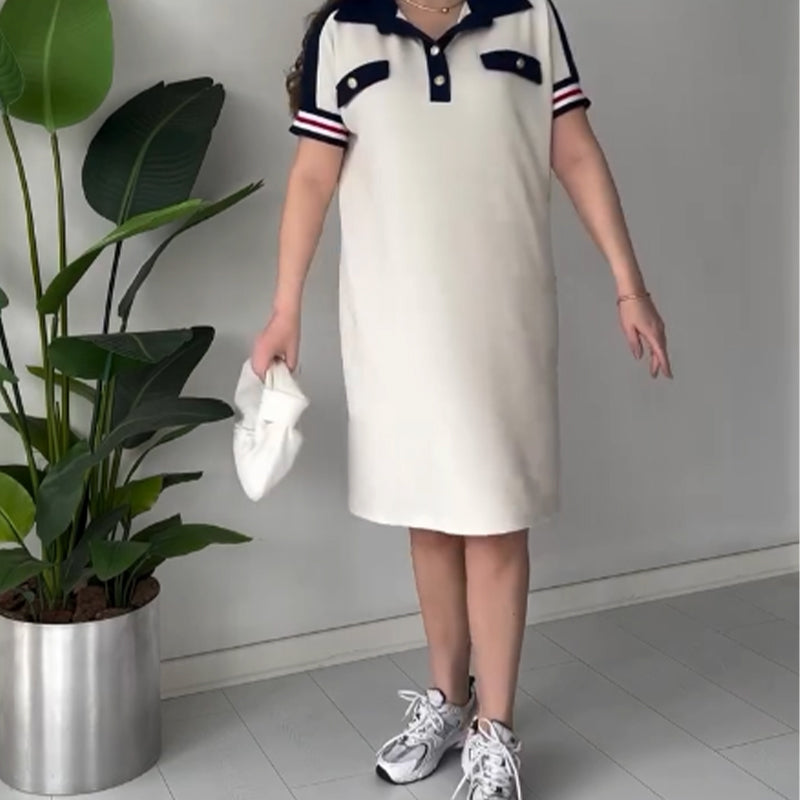 😍Μοντέρνα γυναικεία φορέματα με κοντά μανίκια στο πέτο-GR