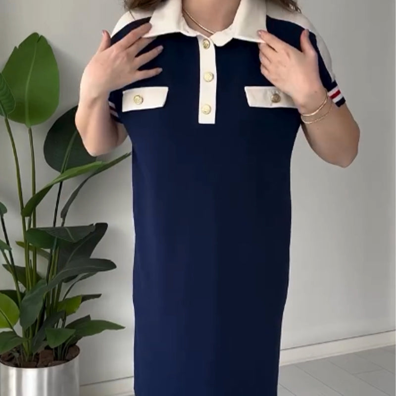 😍Μοντέρνα γυναικεία φορέματα με κοντά μανίκια στο πέτο-GR