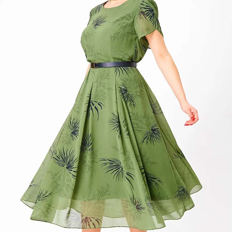 🔥 Φόρεμα σε γραμμή Α με ζώνη | Φόρεμα με φλοράλ και καλοκαιρινό στυλ-GR