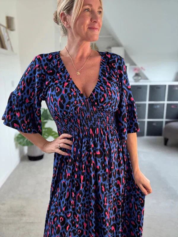 💥🔥Πλιέ φόρεμα με λεοπάρ μοτίβο-GR