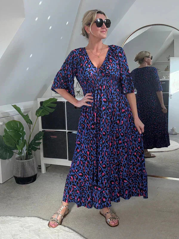 💥🔥Πλιέ φόρεμα με λεοπάρ μοτίβο-GR