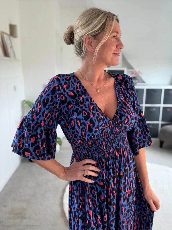 💥🔥Πλιέ φόρεμα με λεοπάρ μοτίβο-GR