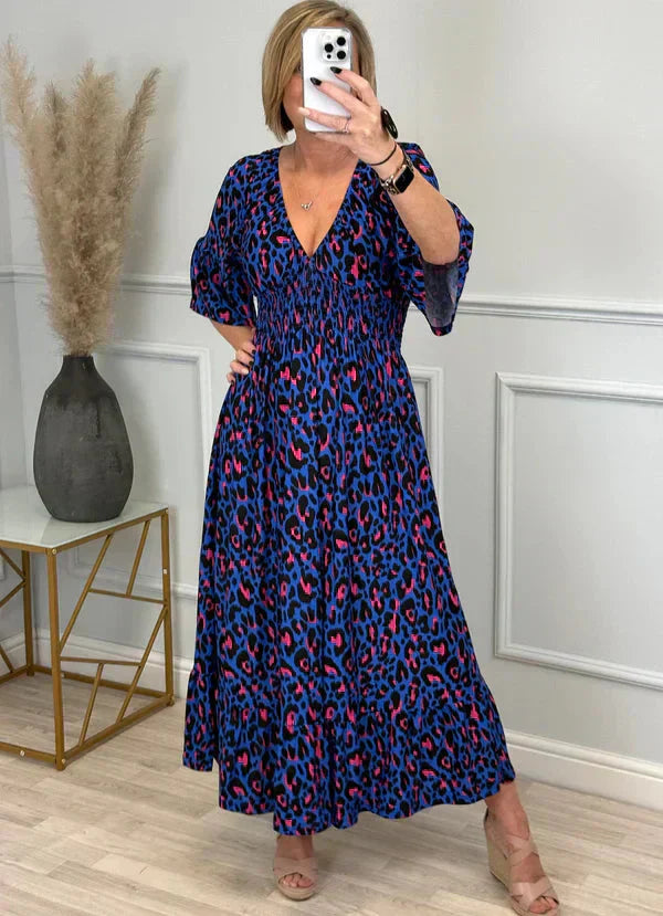 💥🔥Πλιέ φόρεμα με λεοπάρ μοτίβο-GR