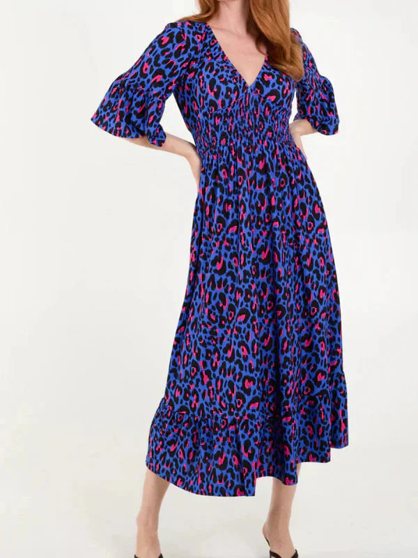 💥🔥Πλιέ φόρεμα με λεοπάρ μοτίβο-GR