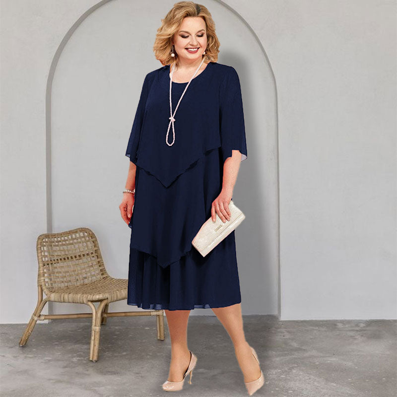 💖Φόρεμα μίντι με στρώσεις σε μεγάλα μεγέθη-GR