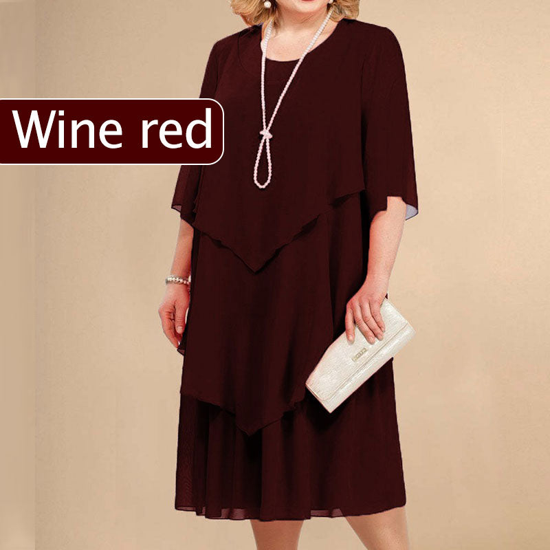 💖Φόρεμα μίντι με στρώσεις σε μεγάλα μεγέθη-GR