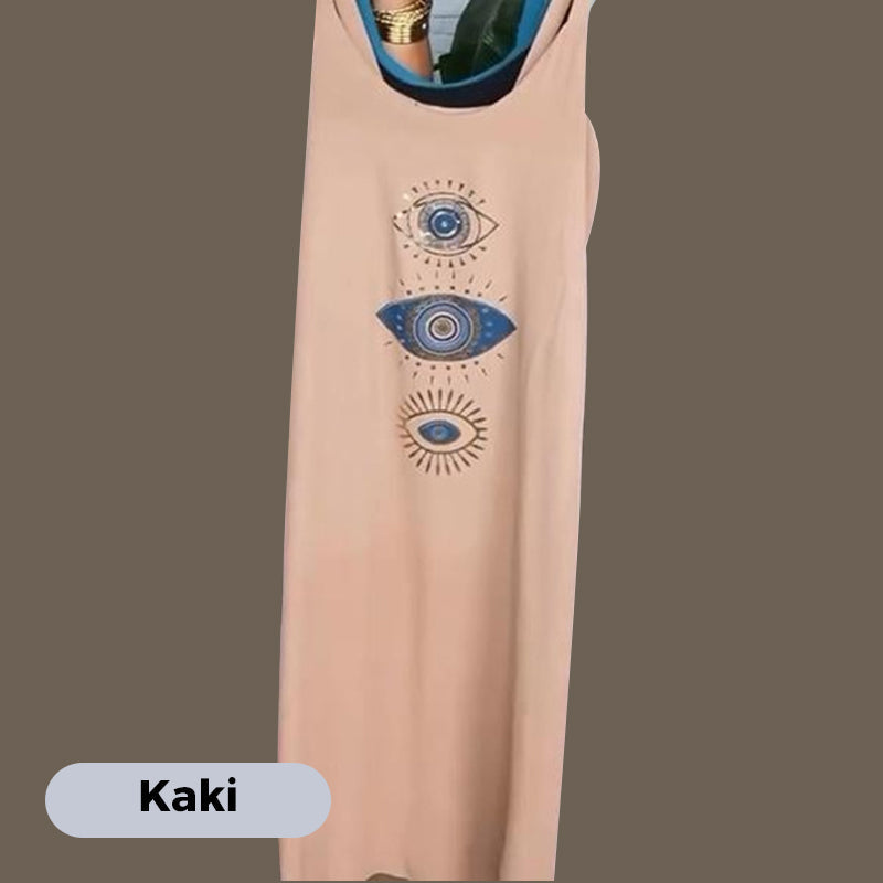 🔥Γυναικείο μαύρο φόρεμα με σχέδιο ματιών👗-GR