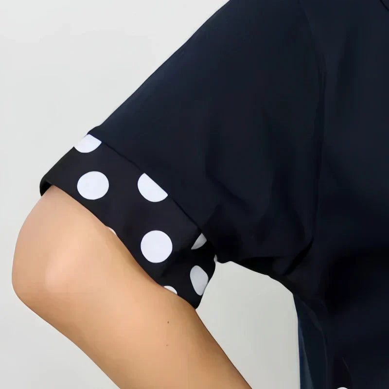 Moteriškos vasarinės laisvos suknelės su trumpomis rankovėmis ir A formos raštu-LT