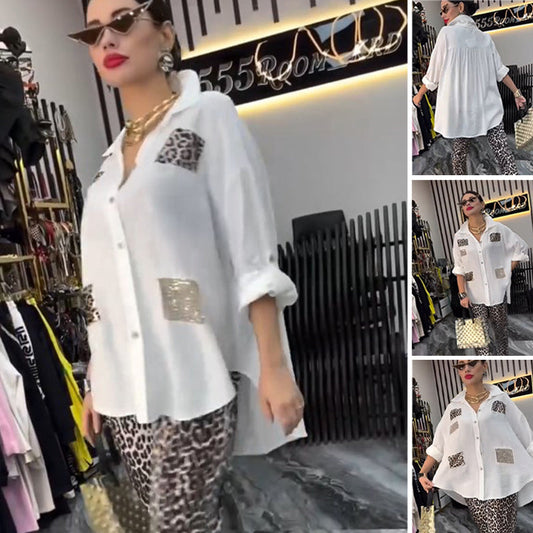 👗 Σετ με λεοπάρ εκτύπωση | 2 τεμάχια casual | Ελαστικό βαμβάκι-GR 