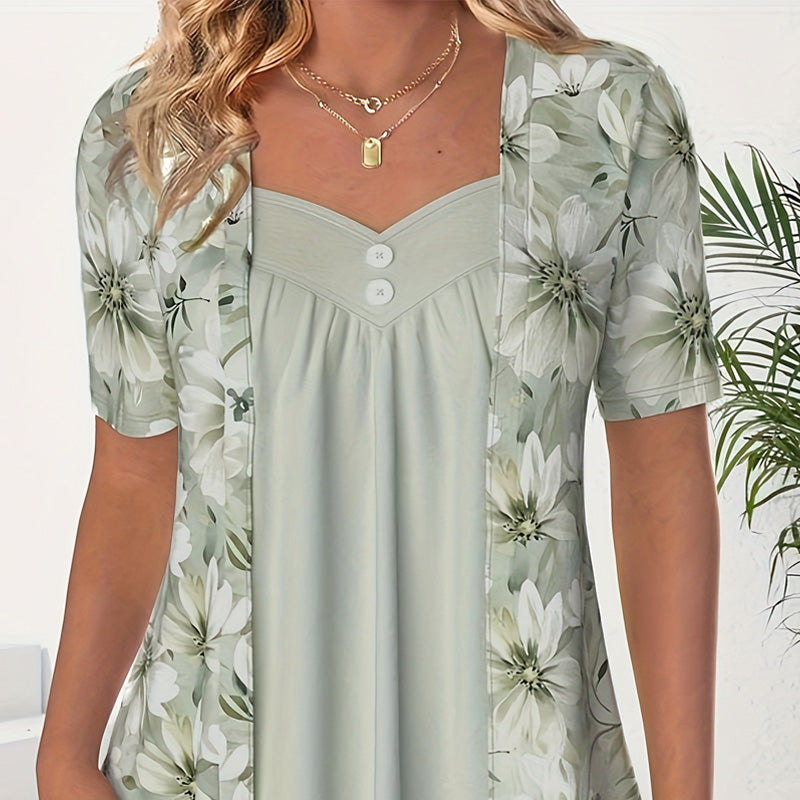 👚Dámsky patchworkový top s nepravidelnými kvetmi✨-SK