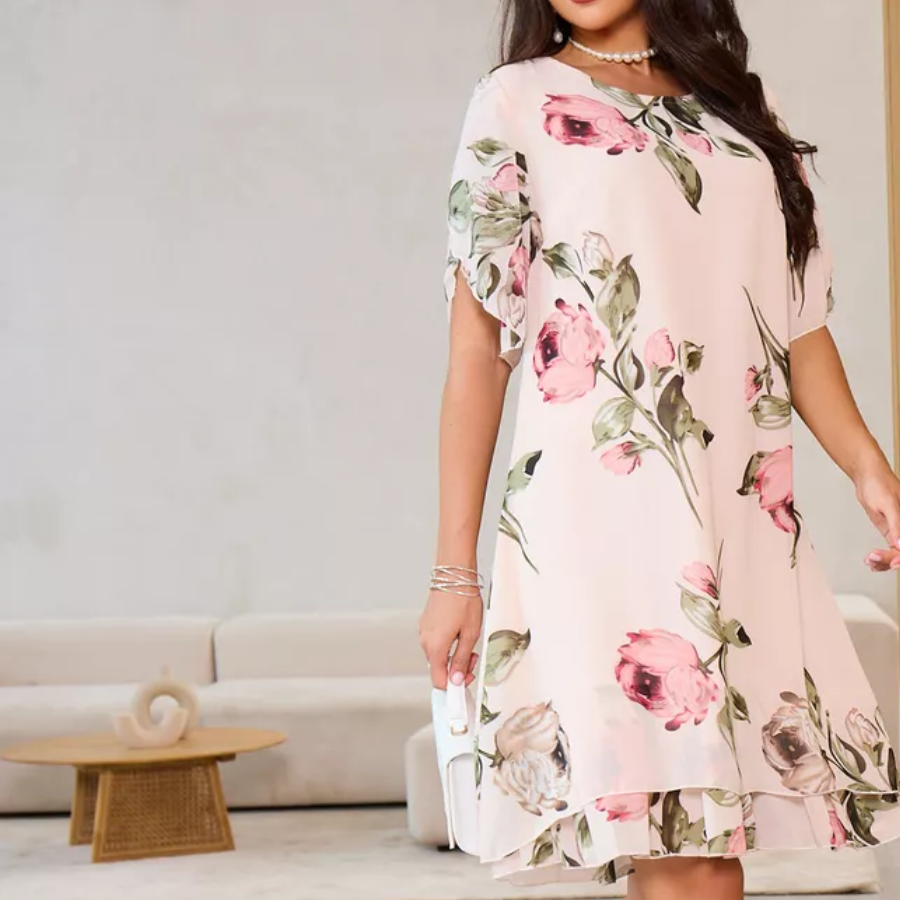 HOT 50% 👗 Sukienka z szyfonu Blush Petal Glow