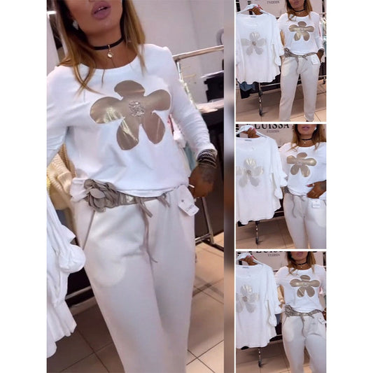 Γυναικείο τοπ με φλοράλ τύπωμα και λαιμόκοψη-GR