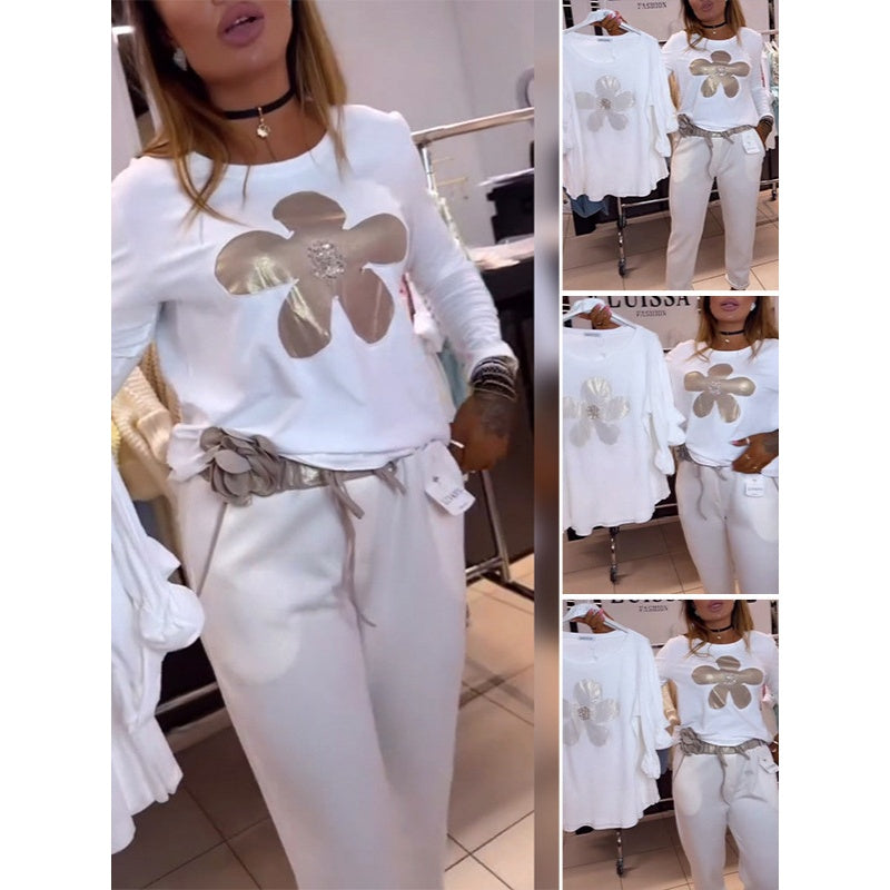 Moteriška palaidinė su gėlių raštu ir iškirpte-LT