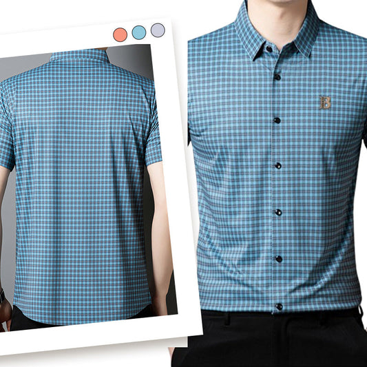 🍃Ανδρικό casual κοντομάνικο καρό πουκάμισο-LT