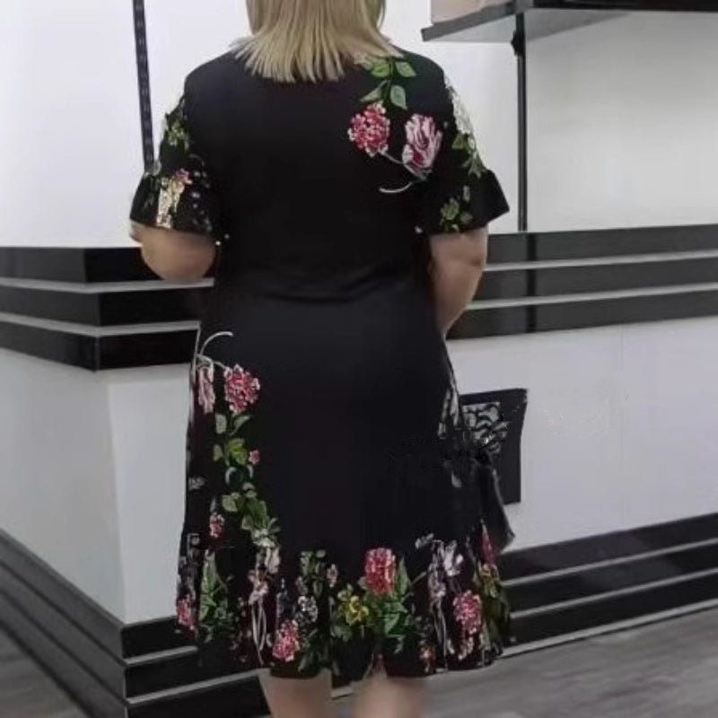 🌺Κομψό, oversized φόρεμα με σχέδια και βολάν-LT