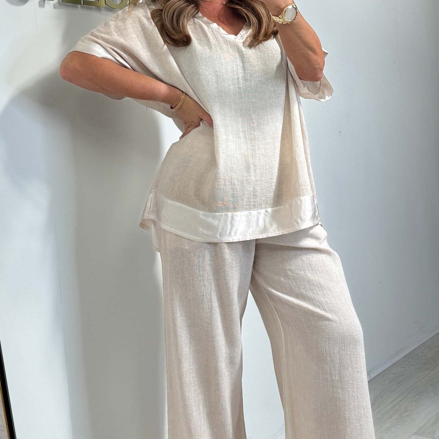 🌷💗Προσωρινό σετ δύο τεμαχίων με V λαιμόκοψη-LT