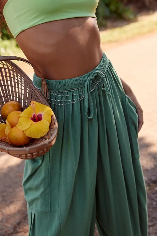 🍁Lengvos medvilninės kelnės aukštu liemeniu-LT