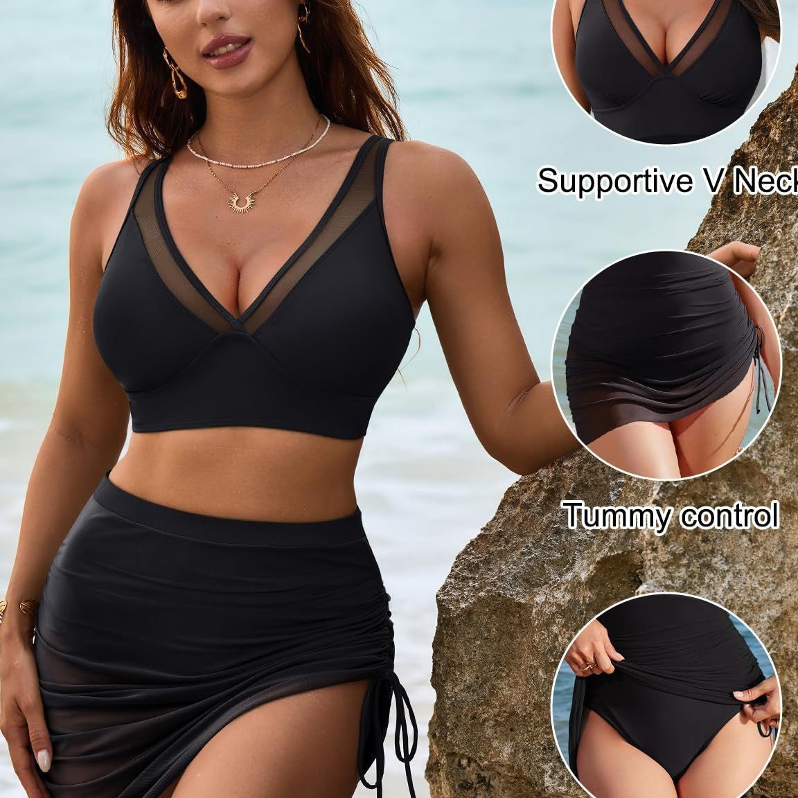👙Zestaw bikini z wysokim stanem z siateczki