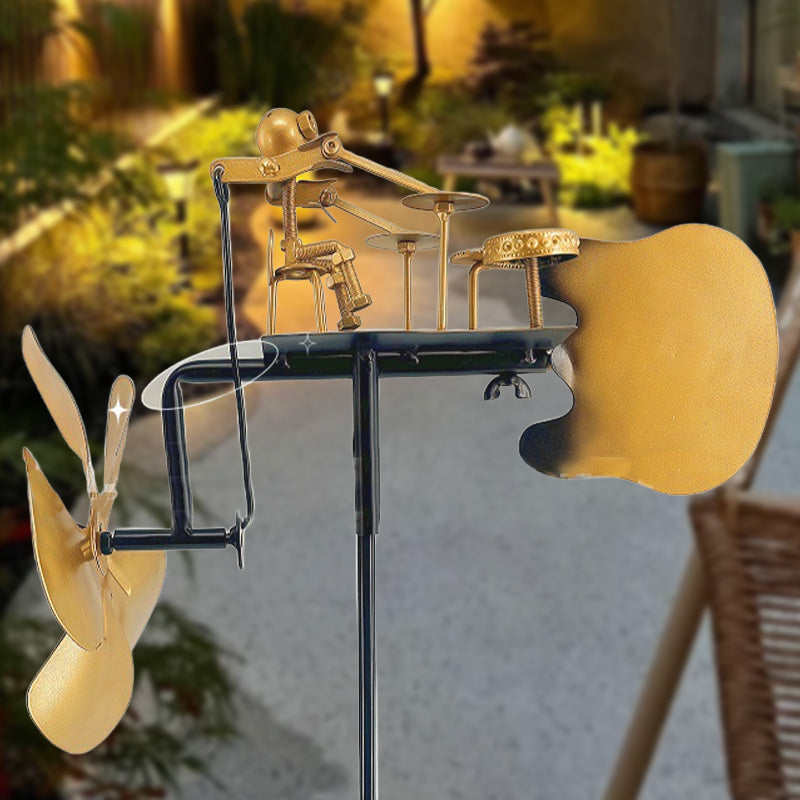 Χειροποίητος μεταλλικός ανεμόμυλος με τύμπανο - διακόσμηση εδάφους-GR