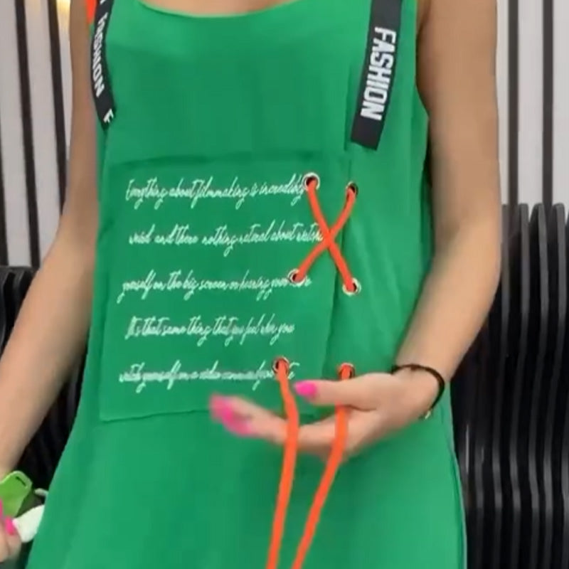 Moteriška berankovė marginta laisvalaikio suknelė-LT