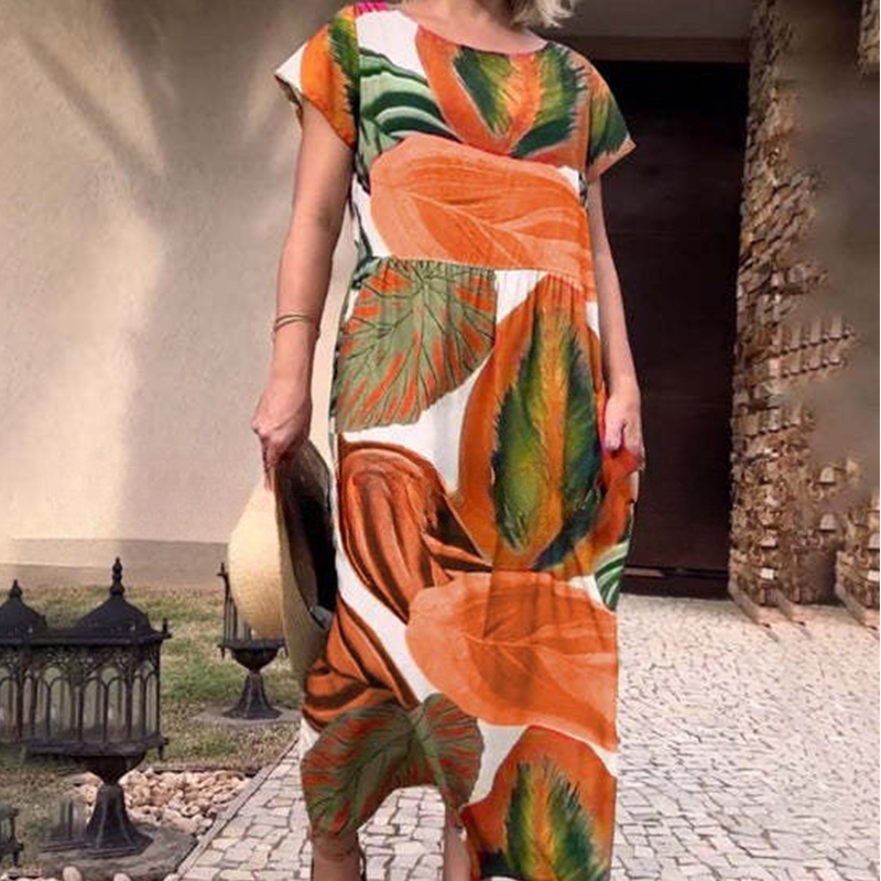 🌸 Φόρεματα με τα μανίκια και στάμπα στο πλάι για γυναίκες-GR