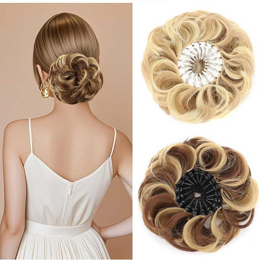 💁‍♀️ Didelė sintetinių plaukų kuodelio dalis su reguliuojamu užsegimu-LT