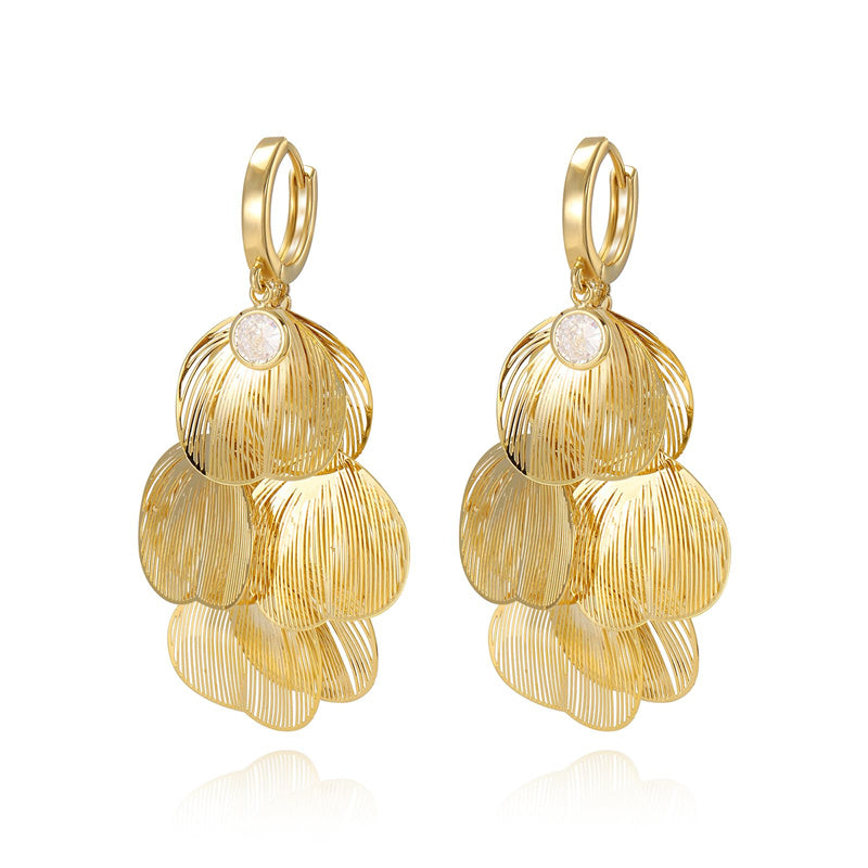 🍀Γυναικεία σκουλαρίκια με μενταγιόν σε σχήμα φύλλου-GR