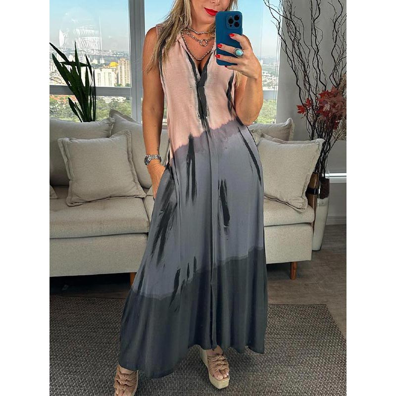 Moteriška suknelė be rankovių su V formos iškirpte - LT