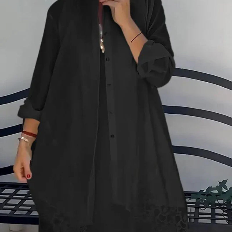 🌸🎗️Γυναικείο αμάνικο φόρεμα και δαντελένιο πουλόβερ-GR