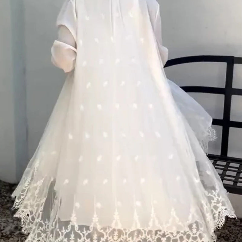 🌸🎗️Moteriška berankovė suknelė ir nėriniuotas megztinis-LT