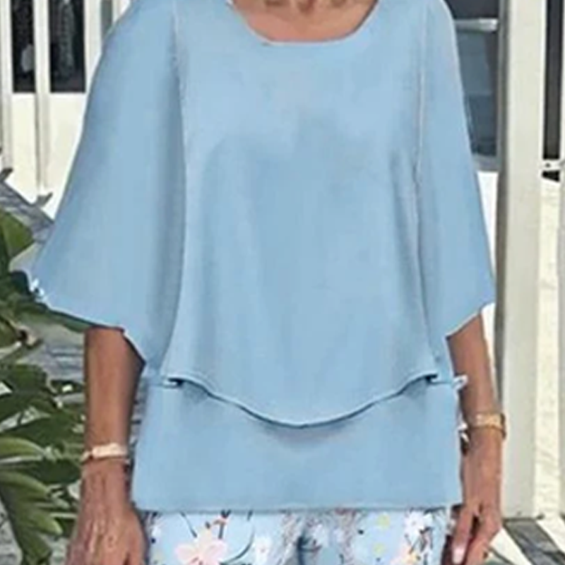 💐Σετ παντελονιών με στάμπα και στρογγυλή λαιμόκοψη-GR