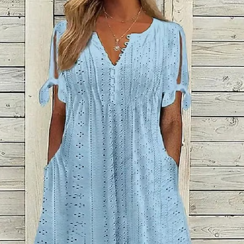 Elegantiška moteriška suknelė su V formos iškirpte-LT