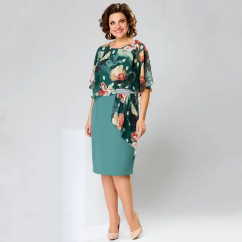 🌸 Κομψά γυναικεία φορέματα με στρογγυλή λαιμόκοψη και λουλούδια-GR