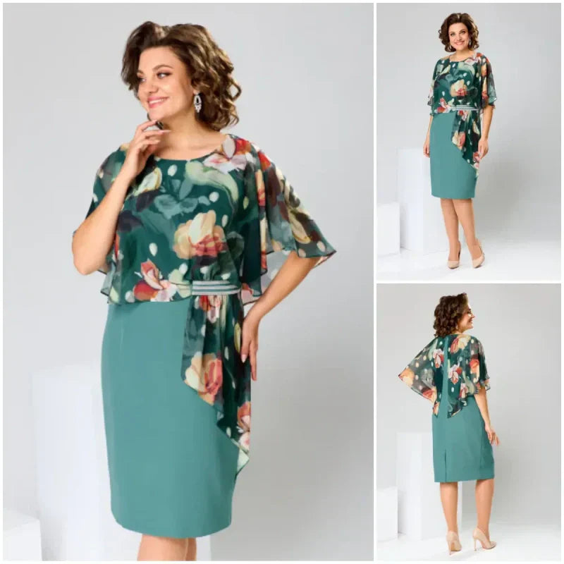 🌸 Κομψά γυναικεία φορέματα με στρογγυλή λαιμόκοψη και λουλούδια-GR