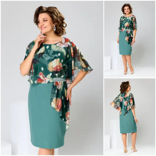 🌸 Κομψά γυναικεία φορέματα με στρογγυλή λαιμόκοψη και λουλούδια-GR