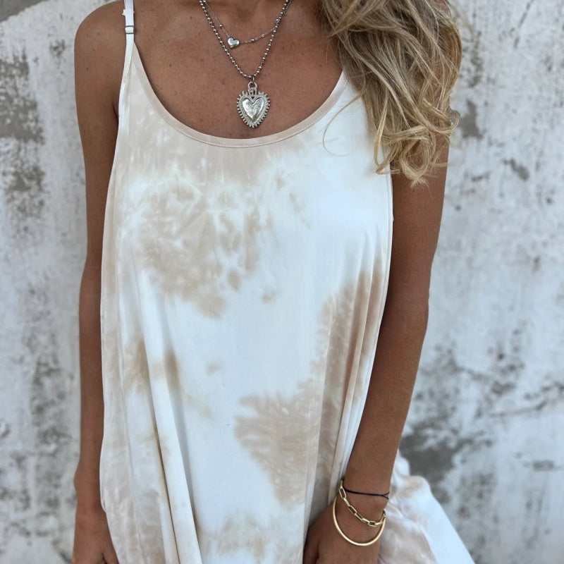 Γυναικείο Φόρεμα Tie Dye με Ντεγκραντέ Στάμπα και Τιράντες-GR