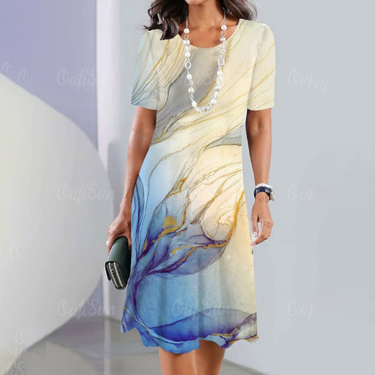 🌹Δωρεάν κολιέ με τριαντάφυλλο🌸Γυναικείο casual φόρεμα με στάμπα, πολλαπλών χρήσεων-GR