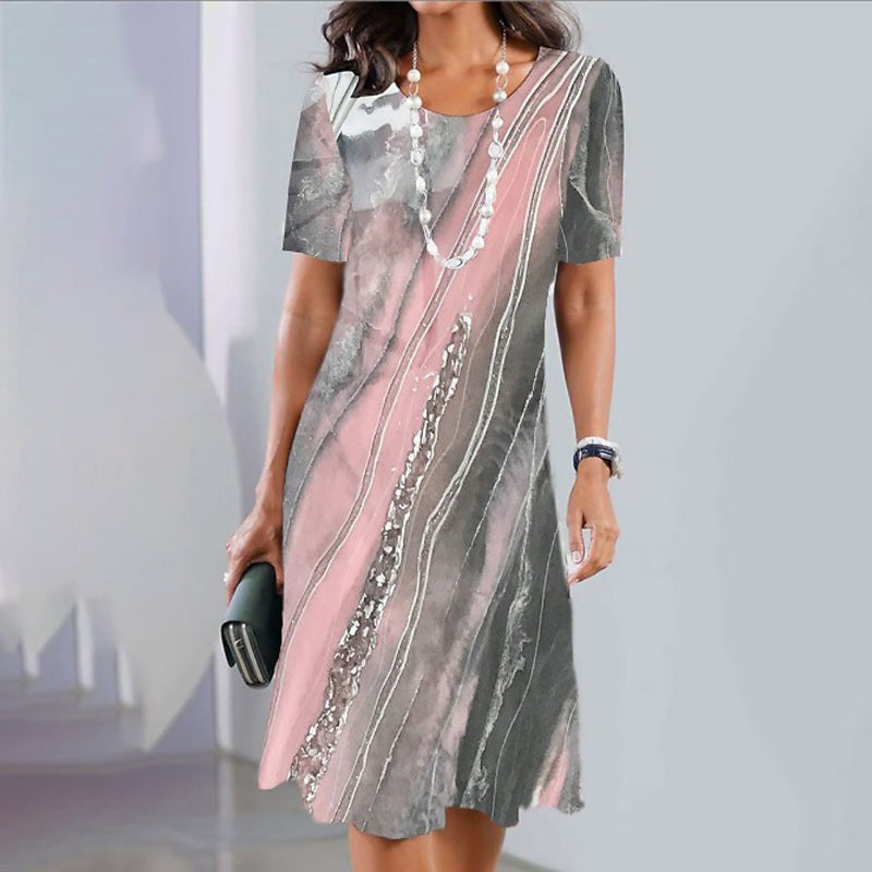 🌹Δωρεάν κολιέ με τριαντάφυλλο🌸Γυναικείο πολυχρηστικό, casual φόρεμα με στάμπα - LT