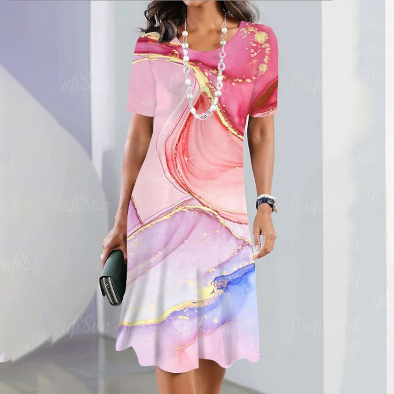 🌹Δωρεάν κολιέ με τριαντάφυλλο🌸Γυναικείο πολυχρηστικό, casual φόρεμα με στάμπα - LT