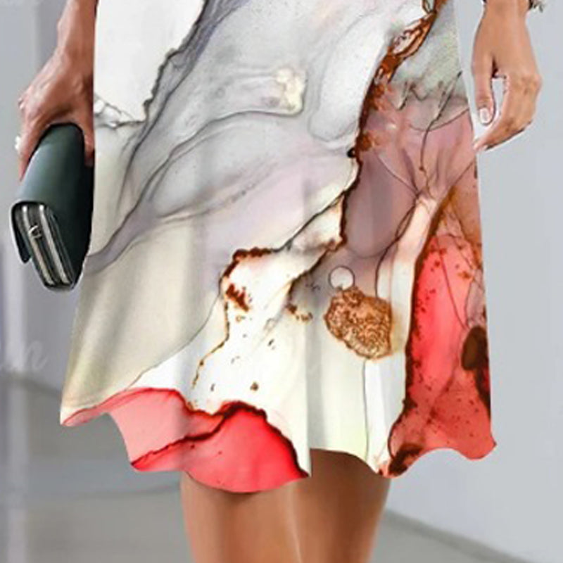 🌹Δωρεάν κολιέ με τριαντάφυλλο🌸Γυναικείο πολυχρηστικό, casual φόρεμα με στάμπα - LT